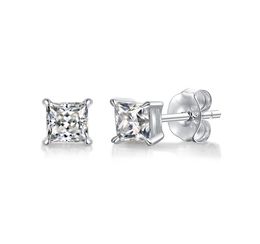 stud earring Color Princess Cut Moissanite Earring s925 Sterling Sliver Plated with 18k White Gold Earrings for Women Fine Jewel6650097