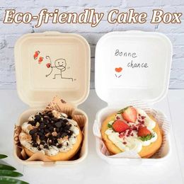 Disposable Dinnerware 10/20 disposable biodegradable bento food containers baked desserts cake bowls hamburgers snack boxes microwave home lunch Q240507