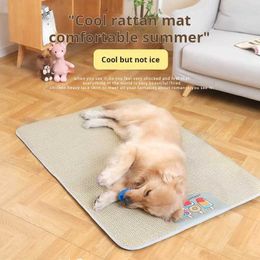 Cat Beds Furniture Kennel summer mat ice mat pet supplies cat dog oversized rattan mat cushion breathable dog mat d240508