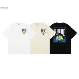 Mens and Womens Trends Designer Fashion Brand Rhude Micro Label Playing Card Printed Short Sleeved Tshirt for Men Women Couple High Street Loose Half Shir