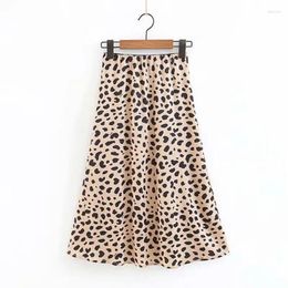 Skirts Women Lady Leopard Print Casual Party A Line Skirt Knee Length High Waist Sexy