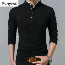 Men's T Shirts T-Shirt Men Cotton Shirt Full Sleeve Tshirt Solid Colour T-shirts Tops&tees Mandarin Collar Long