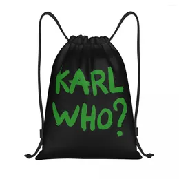 Shopping Bags Custom Green Karl Who Slogan Drawstring Bag Men Women Lightweight Sports Gym Storage Backpack