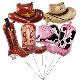 Party Decoration 6pcs Western Cowboy Themed Foil Helium Balloon Boot Shape Balloons Hat Horse Racing Birthday Cow Air Globos