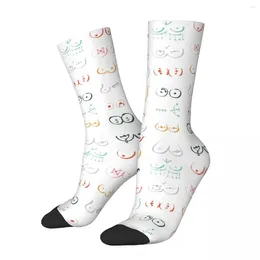 Men's Socks Pastel Boobs Piercing Drawing Harajuku Super Soft Stockings All Season Long Accessories For Unisex Gifts