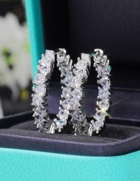 Hoop Huggie CAOSHI Silver ColorGold Colour Wedding Female Earrings Pearshaped CZ Underline Femininity Beauty Marriage Jewelry7449984