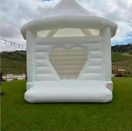 wedding white inflatable bouncy castle jumping bouncer bounce house with heart shaped door for adult partyp