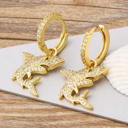 Dangle Earrings AIBEF Cute Animal Gold Colour Dolphin Drop Cubic Zirconia For Girl Women Birthday Gift Crystal Jewellery