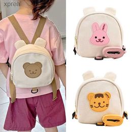 Backpacks Korean Kids Backpack Round Kawaii Childrens Handbags for Girl Kindergarten Boy Schoolbag Cartoon Bear Bunny Toddler Bag WX