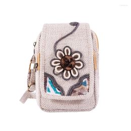 Bag Women Shoulder Bohemia National Style Hand Weave Pretty Flowers Retro Casual Shopping Small Messenger For Teenager Girls