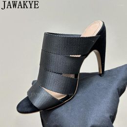 Slippers Bandage Open Toe Thin High Heels Women Luxury Fashion Mules 2024 Summer Formal Dress Brand Woman