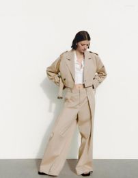 Oversized Cropped Trench Coats Women Short Khaki Jackets Ladies Long Sleeve Loose Women Coat3799808