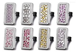 Pendant Necklaces Car Air Freshener Magnetic Diffuser Jewelry Rectangle Vintage Vent Clip Stainless Steel Perfume Lockets3047498
