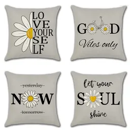 Pillow Modern Yellow Daisy Flower Cover Creative Letter Print Case Custom Polyester Pillowcase Home Decor