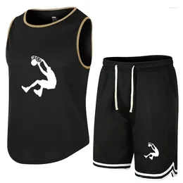 Men's Tracksuits 2024 Summer Basketball Sleeveless T-Shirt Set Men Tank Top Shorts Male Fitness Competition Training Vest Ventilate