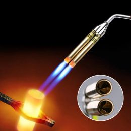 Grills Double Flame Gun Metal Welding Gas Torch Lighter Butane Burner Outdoor Camping BBQ Heating Ignition Flamethrower Grill Tool
