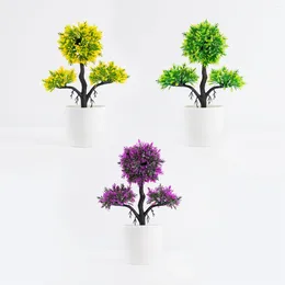 Decorative Flowers Small Tree Plants Violet Artificial Potted Bonsai Fake Ornaments For El Home Garden Decor Wedding Plant