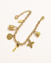 New Popular Classic Bracelets Brand Designer Women Letter Bangle 18K Gold Plated Stainless Steel Flower Crystal Lovers Gift Wristb1379557