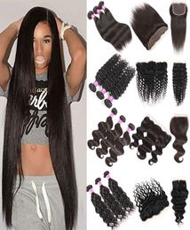 Brazilian Virgin Hair Straight Body Wave Natural Water Wave Bundles With Lace Frontal Closure Human Virgin Hair Extensions Weft8459966