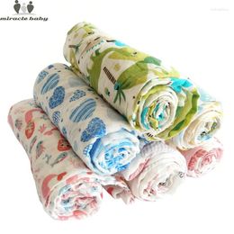 Blankets Baby Muslin Blanket Swaddle Cartoon Printed Cotton Soft Breathable For Born