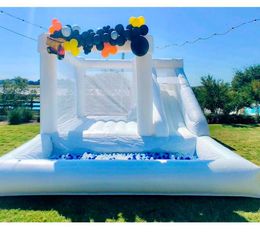 15x15ft White Bouncy Castle Combo Wedding Bouncer Wholesale Inflatable Bounce House With Slide And Ball Pit For Theme Party