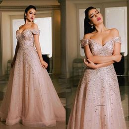 Pink New Arrival Evening Dresses V Neck Off Shoulder Sleeveless Lace Floor Length Beaded Diamonds Sequins Appliques Prom Dress Formal Plus Size Tailored 0508