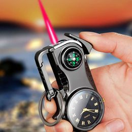 New Compass Windproof Lighter Metal Bottle Opener With Colored Lights Clock Iatable Cigarette Lighter Wholesale