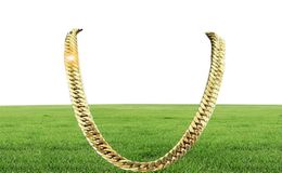 Fine wedding Jewelry 24K Real YELLOW GOLD FINISH SOLID HEAVY 11MM XL MIAMI CUBAN CURN LINK NECKLACE CHAIN Package9640523