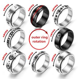 Anxiety Ring For Women Men Moon s Rings Trend Punk Rings Jewelry Stainless Steel Anti Stress Ring Rotate Gift1979673