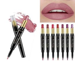 15 Color Lips Makeup Lip Liner Sexy Red Matte Lipstick Pencil Long Lasting Waterproof Stick Doubleend Black Matte Lipliner8025610
