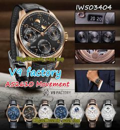 V9F Super version Perpetual Calendar 503404 Moon Phase Power Reserve A52610 Automatic Black Dial Mens Watch CNC Rose Gold Case Spo8945782