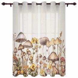 Curtain Plant Mushrooms And Daisies Modern Curtains For Living Room Home Decoration El Drapes Bedroom Fancy Window Treatments