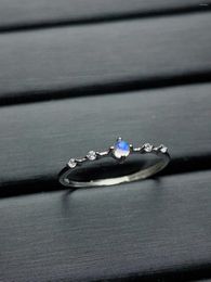 Cluster Rings 2024 S925 Sterling Silver Natural Moonlight Stone Charm Round Opening Design Ring Without Optimised Main