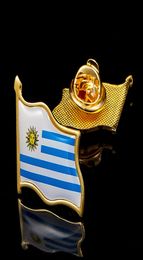 30pcs The Oriental Republic of Uruguay South America National Flag Craft Gold Plated Badge Medical Lapel Pins5968700