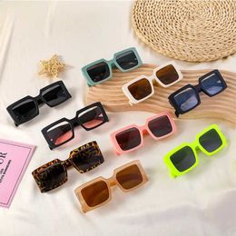 Sunglasses 2-10 Year Fashion Sunglasses Rec Small Square Glasses for Children Candy Colors Cute Sunglasses Outdoor Travel H240508