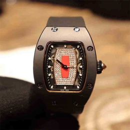 Business Leisure Rm07-01 Fully Automatic Mechanical Mill Watch Black Ceramic Case Tape Female Designer Waterproof Wristwatches High Quality