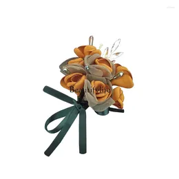 Decorative Figurines Corsage High-End Women's Brooch Silk Yarn Chinese Ancient Style Elegant Texture Exquisite Fashion