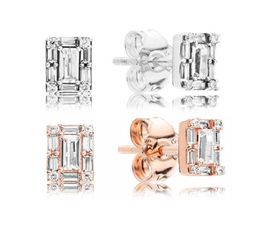 New arrival 925 Sterling Silver Luminous Ice Stud Earrings Original Box for P 18K Rose gold CZ Diamond Earring for Women9566386