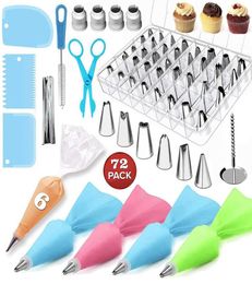 72pcs Cake Decorating Supplies Sets with Icing Tips Pastry Bags Icing Smoother Piping Nozzles Coupler DIY Baking Pastry Tools6650365