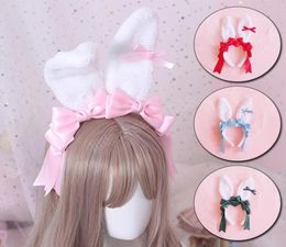 Fashion Rabbit Ears Headband y Plush Long Rabbit Bandana Hair Bands Lolita Cosplay Costume Anime Hairband Headpiece7116476