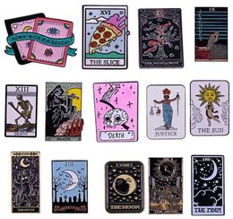 Pins Brooches Tarot Card Enamel Pin The Sun Moon Grim Reaper Death Justice Slice Night Circus Demons Badge Witch Witchcraft Divin8121140