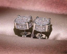 Men Women Gold Stud Earrings Fashion Hip Hop Jewelry Sparkling CZ Simulated Diamond Silver Earring8091751
