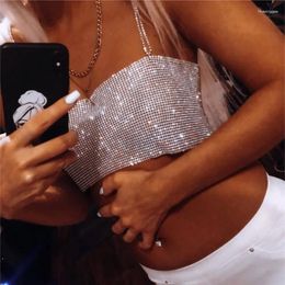 Women's Tanks Sexy Sequin Crop Top For Women Y2K Chic Sleeveless Low Cut Suspender Tops Camisole Backless Summer Pub Party Clubwear