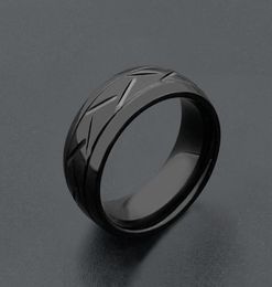 Retro Punk Gothic Jewellery Black Colour 316L Stainless Steel Titanium Ring Ladies Rings for Men Women Wedding Gift SIZE 8 9 10 114201862