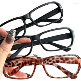 Sunglasses Plastic Narrow Glass Small Square Frame Glasses Without Lenses Tea Leopard Print Girl Y2K Eyeglasses Cosplay Decorative Eyewear