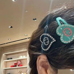 Hair Clips Barrettes Luxury Letters Esigner For Women Girls Sweet Cute Letter Blue Shining Crystal Bling Diamond Bb Hairclips Pins Jew Otkdg