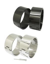 Bangle Polished Brushed Silver Black 100 Stainless Steel Wrist Ankle Cuffs Lockable Slave Bracelets Jewelry89606171694919