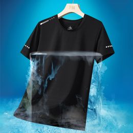 unisex summer quick drying short sleeved t-shirt casual loose size T-shirt men's round neck quick drying ice silk casual top