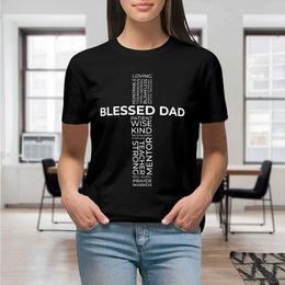 Women's T-Shirt Christian Fathers Day Gifts Religious Men Blessed Dad Cross T Shirt Graphic Shirt Casual Shorts Slved Female T T-Shirt Y240506