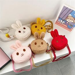 Cute Little Rabbit Baby Girls Coin Purse Handbags Fashion Kids Small Shoulder Bags Soft Plush Cartoon Childrens Crossbody Bag 240428